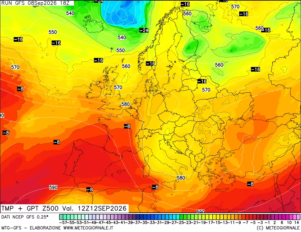 mappa 500 hPa Temp + GPT