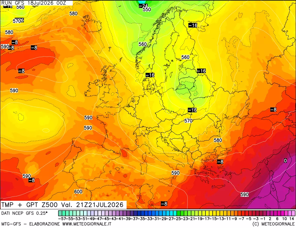 mappa 500 hPa Temp + GPT