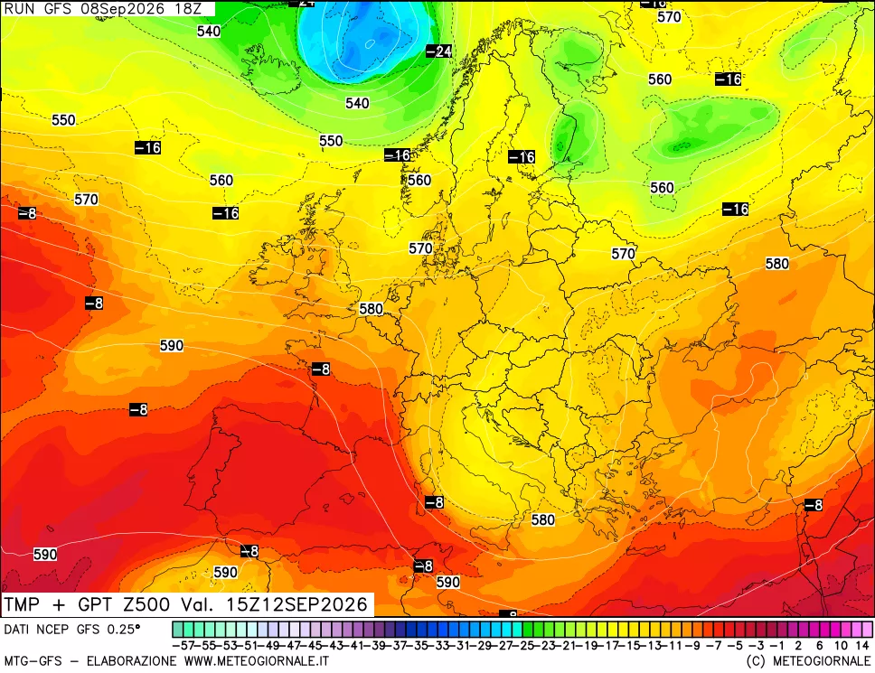 mappa 500 hPa Temp + GPT