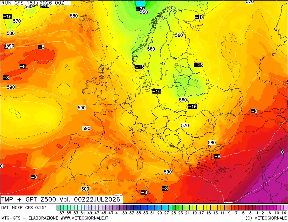 mappa 500 hPa Temp + GPT