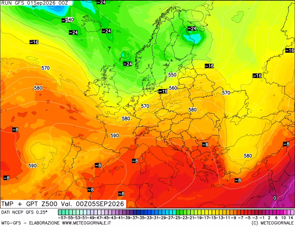 mappa 500 hPa Temp + GPT