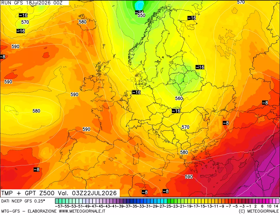 mappa 500 hPa Temp + GPT