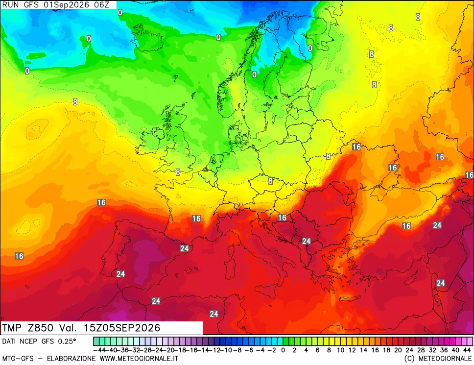 mappa 850 hPa Temp