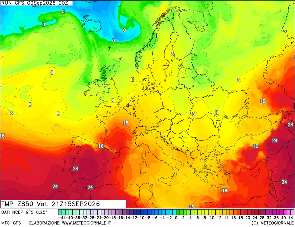 mappa 850 hPa Temp