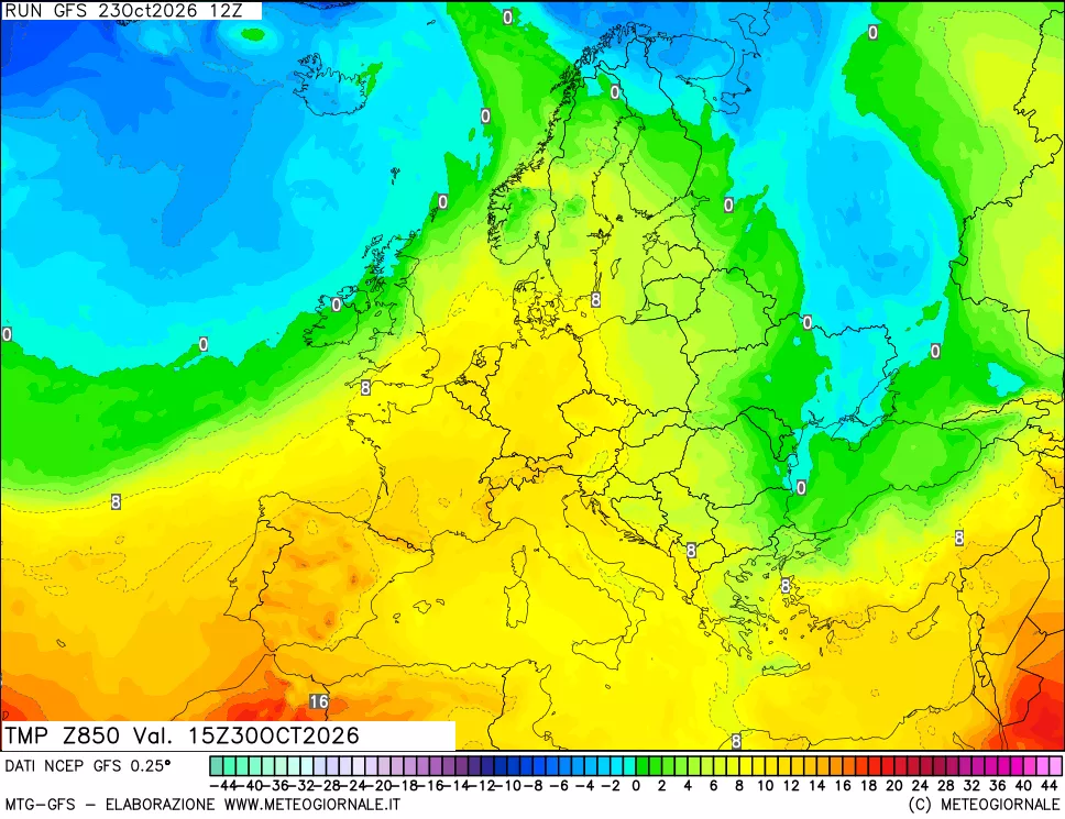 mappa 850 hPa Temp