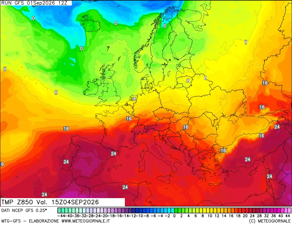 mappa 850 hPa Temp