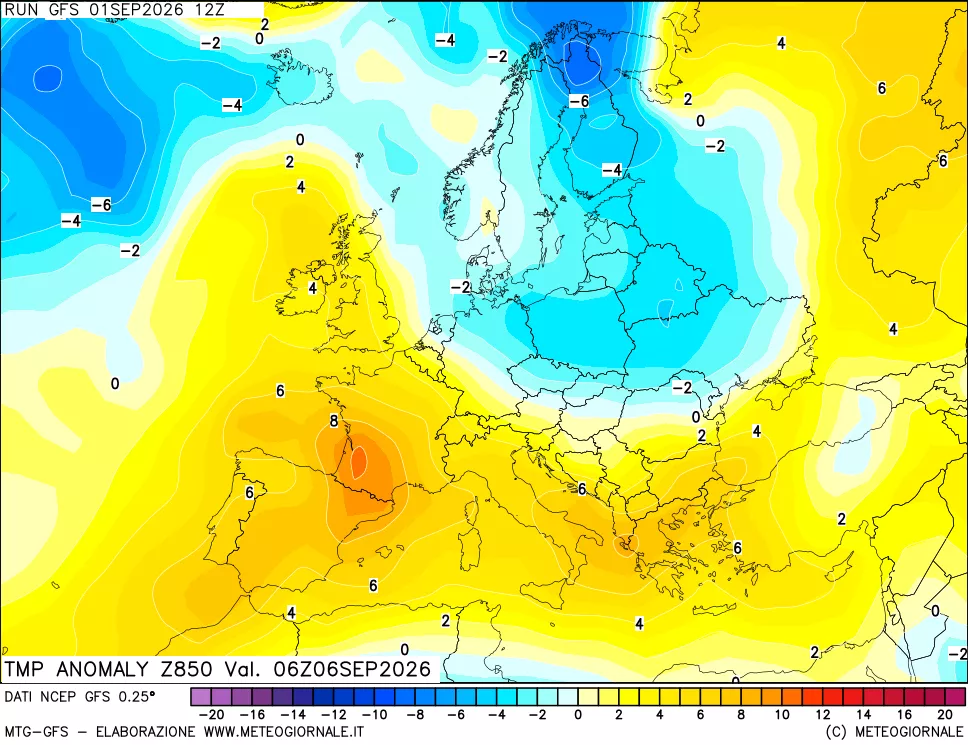 mappa 850 hPa Temp Anomaly vs Cli.No 1981-2010