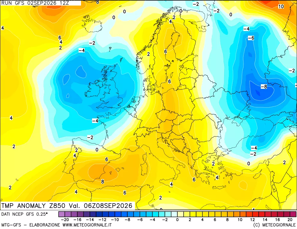mappa 850 hPa Temp Anomaly vs Cli.No 1981-2010