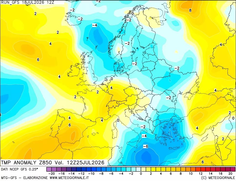 mappa 850 hPa Temp Anomaly vs Cli.No 1981-2010