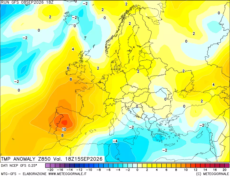 mappa 850 hPa Temp Anomaly vs Cli.No 1981-2010