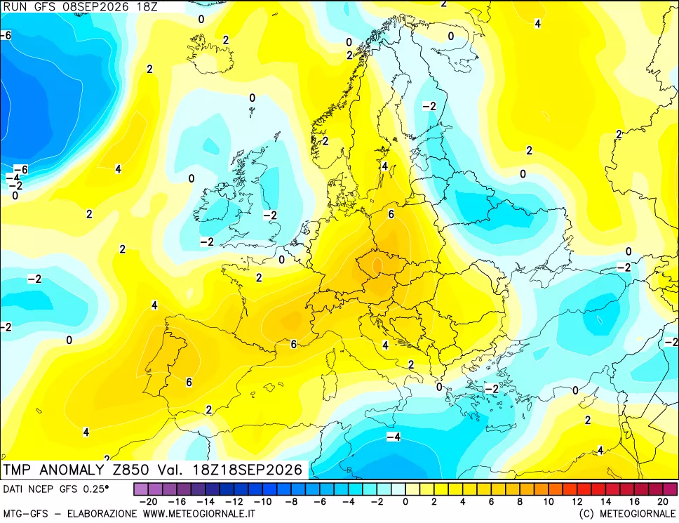 mappa 850 hPa Temp Anomaly vs Cli.No 1981-2010