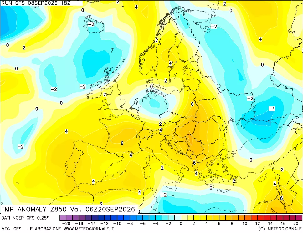 mappa 850 hPa Temp Anomaly vs Cli.No 1981-2010