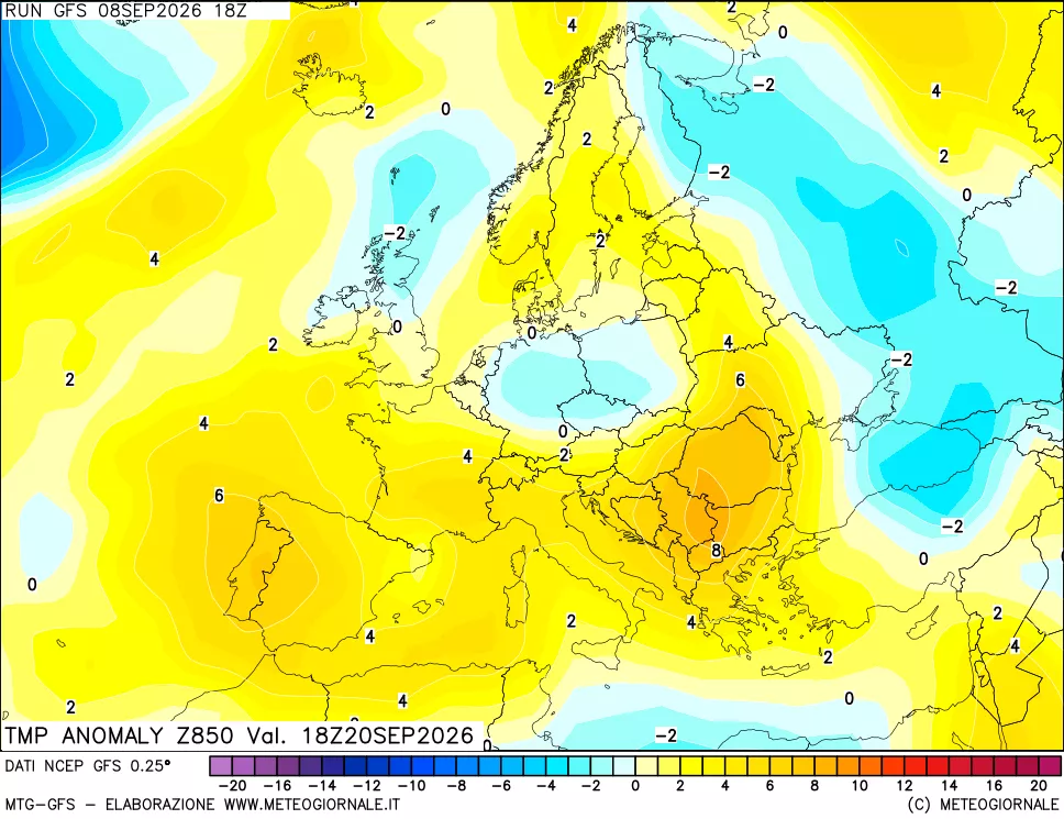 mappa 850 hPa Temp Anomaly vs Cli.No 1981-2010
