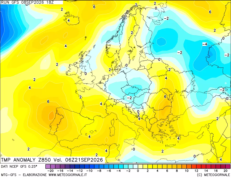 mappa 850 hPa Temp Anomaly vs Cli.No 1981-2010