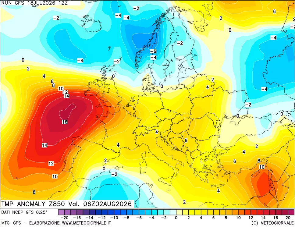 mappa 850 hPa Temp Anomaly vs Cli.No 1981-2010
