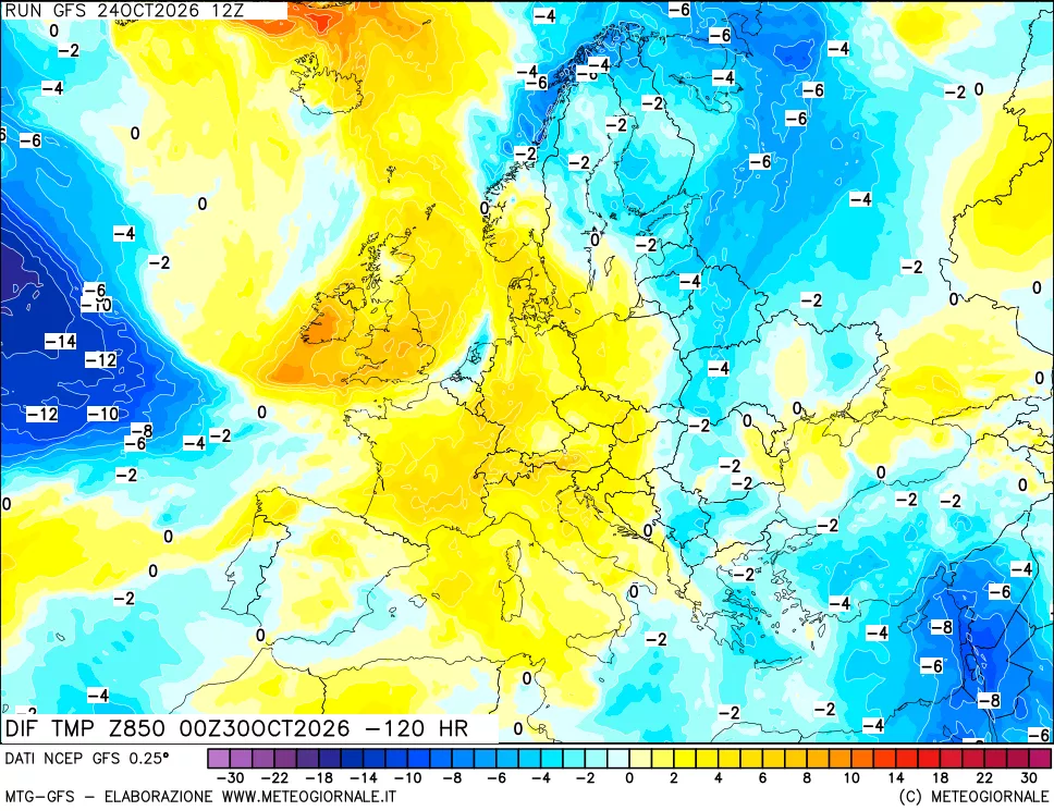 mappa 850 hPA Dif. Temp - Init