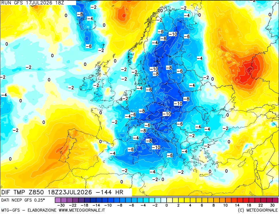 mappa 850 hPA Dif. Temp - Init