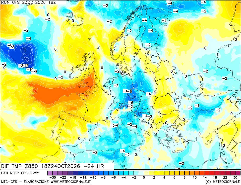 mappa 850 hPA Dif. Temp - Init