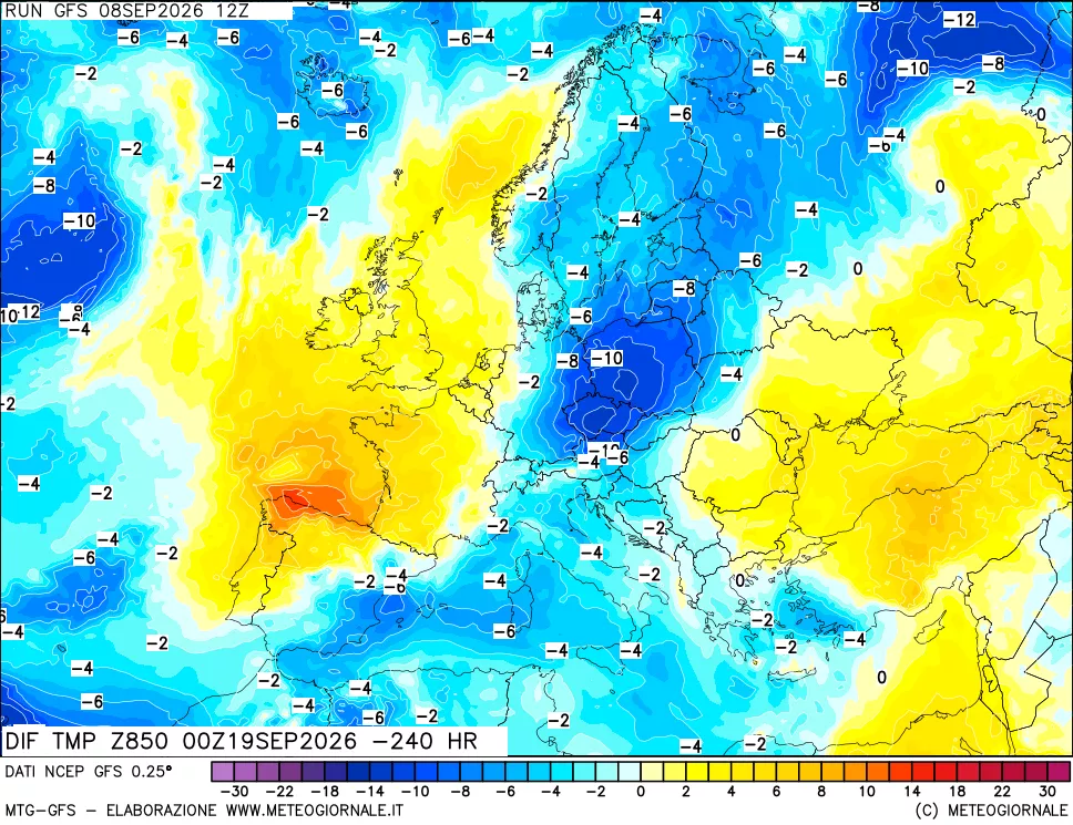 mappa 850 hPA Dif. Temp - Init