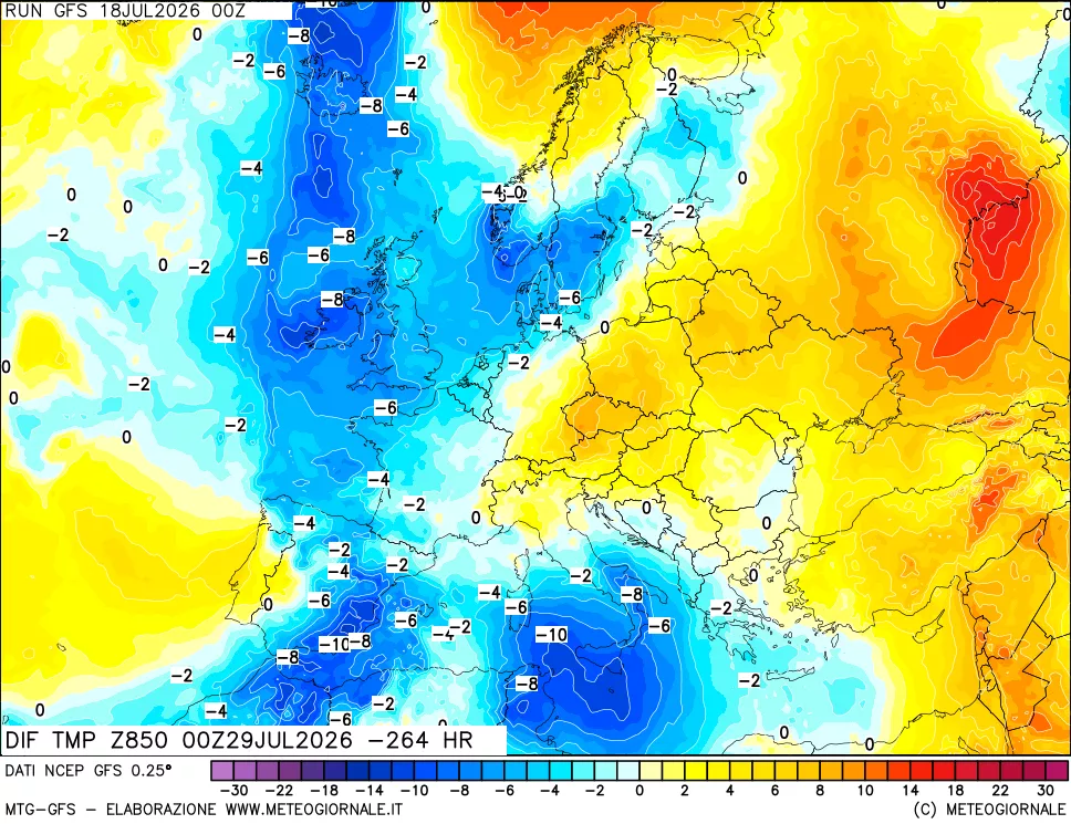 mappa 850 hPA Dif. Temp - Init