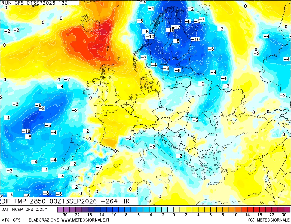 mappa 850 hPA Dif. Temp - Init