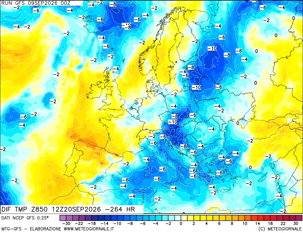 mappa 850 hPA Dif. Temp - Init