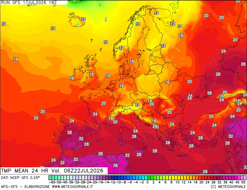 mappa Temperatura media 24 ore