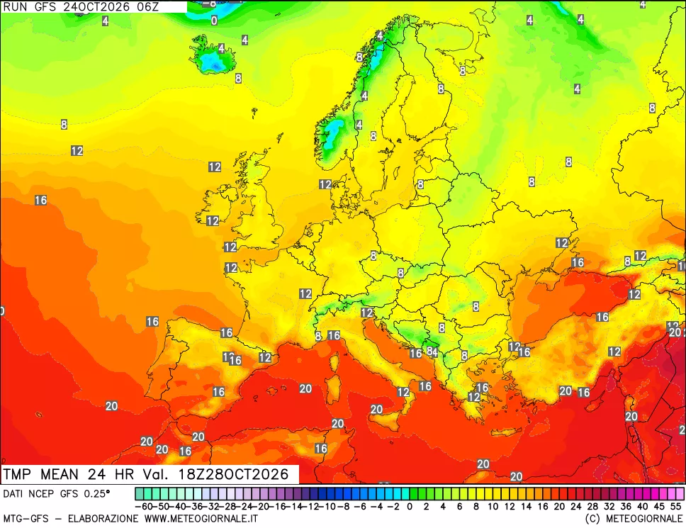 mappa Temperatura media 24 ore
