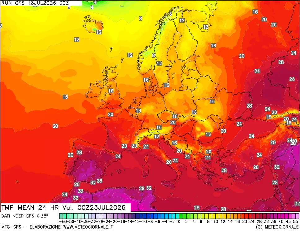 mappa Temperatura media 24 ore