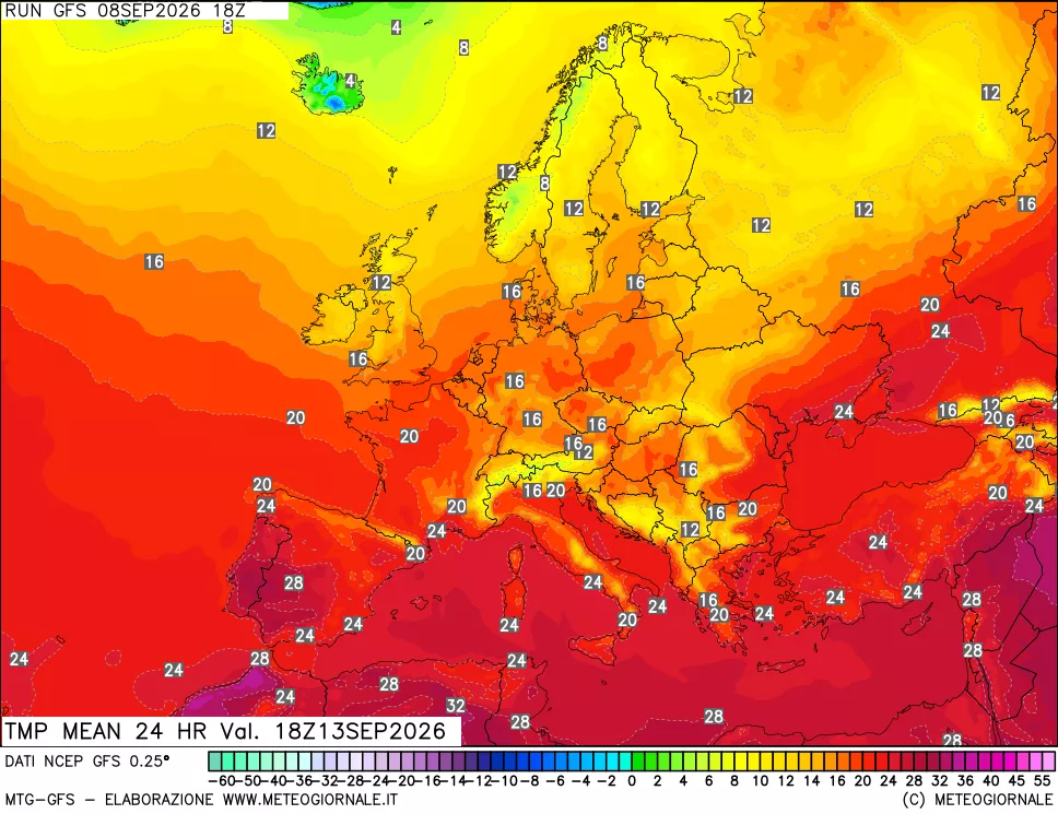 mappa Temperatura media 24 ore