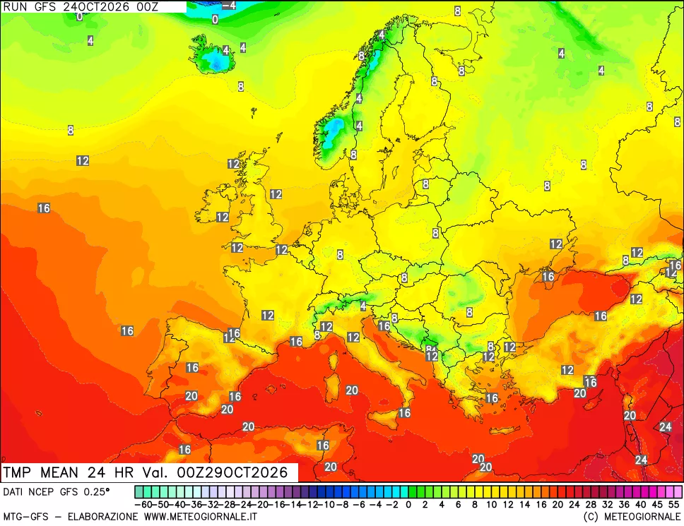 mappa Temperatura media 24 ore