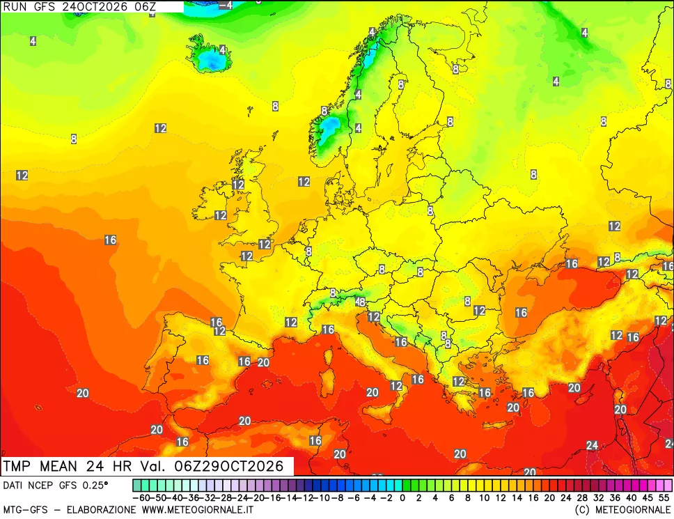 mappa Temperatura media 24 ore