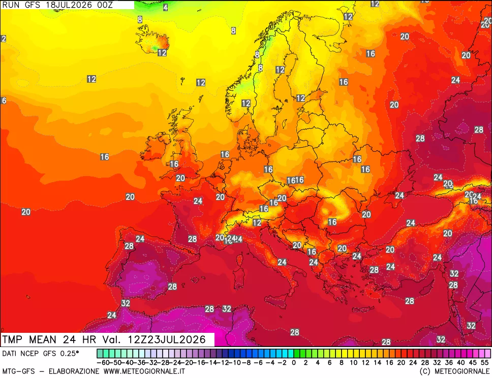 mappa Temperatura media 24 ore