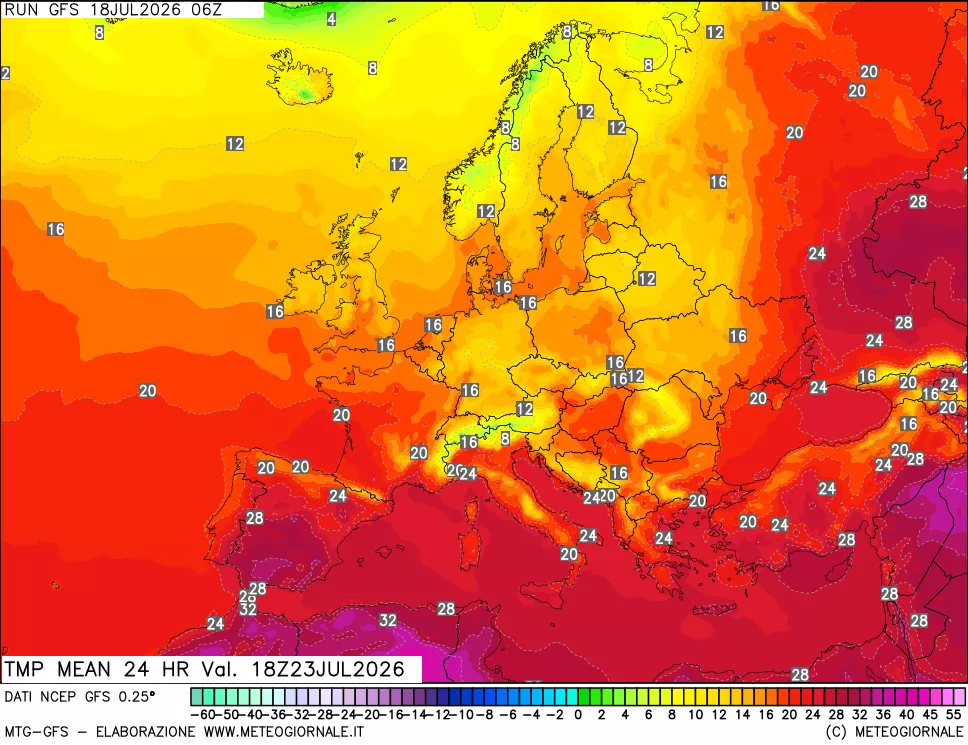 mappa Temperatura media 24 ore