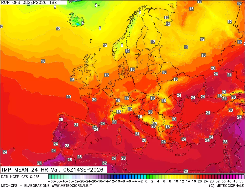 mappa Temperatura media 24 ore