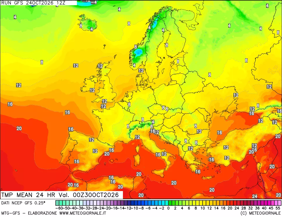 mappa Temperatura media 24 ore