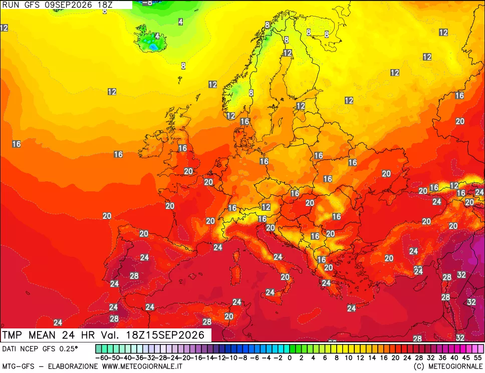 mappa Temperatura media 24 ore