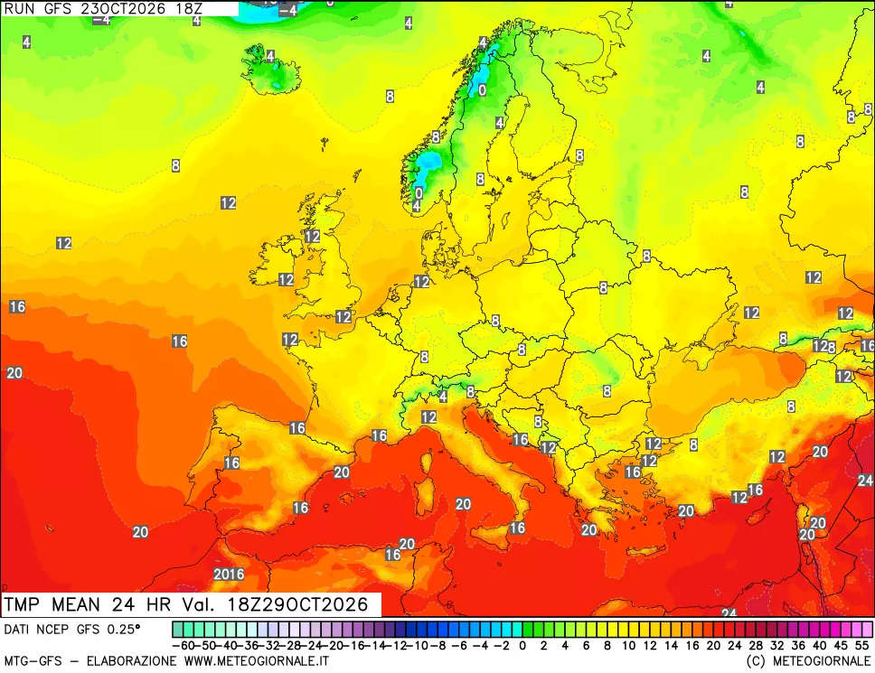 mappa Temperatura media 24 ore