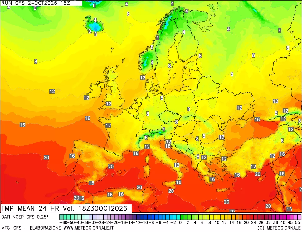 mappa Temperatura media 24 ore