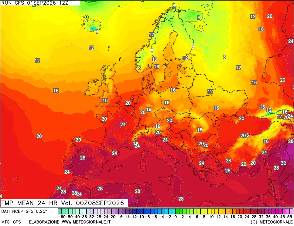 mappa Temperatura media 24 ore