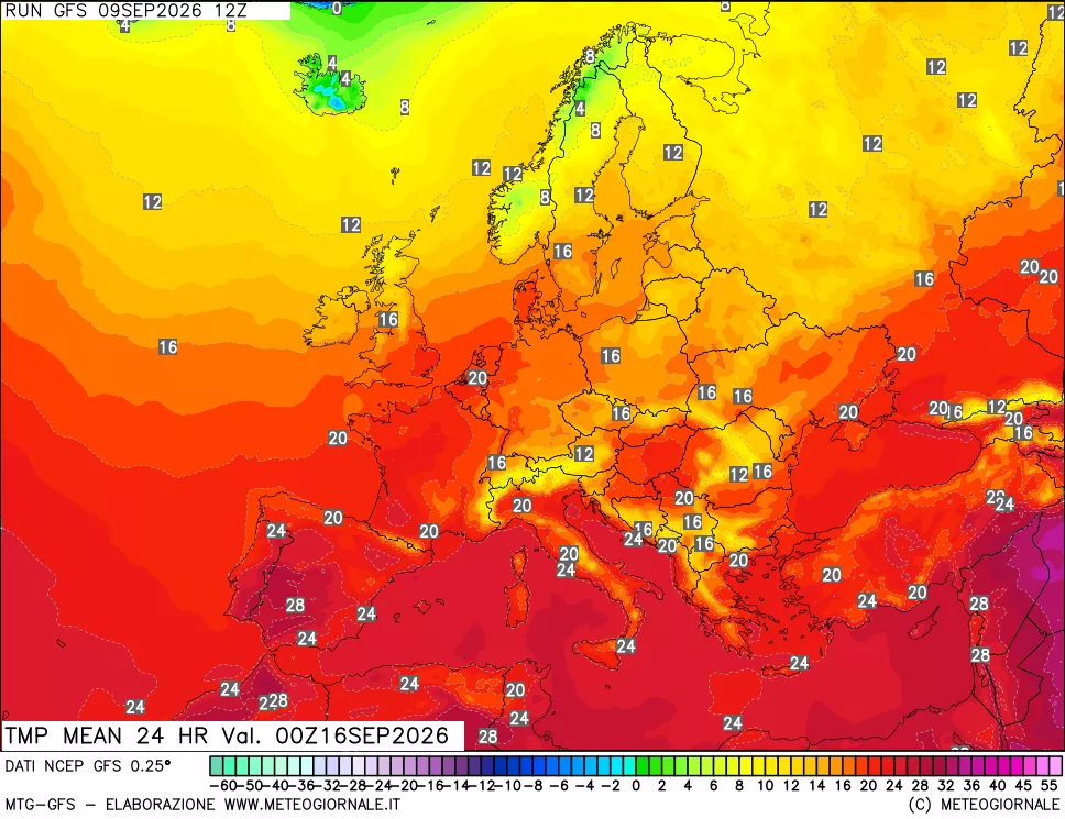 mappa Temperatura media 24 ore