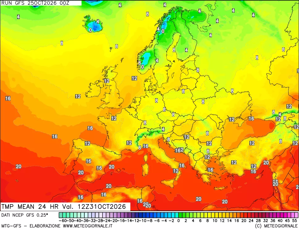 mappa Temperatura media 24 ore