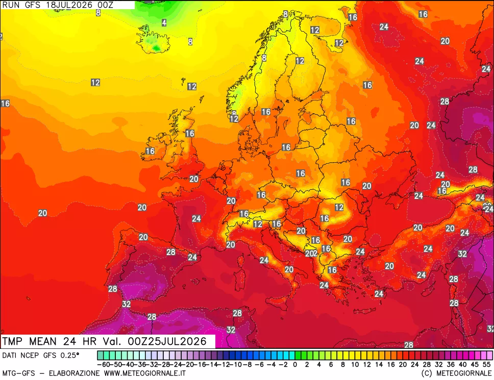 mappa Temperatura media 24 ore