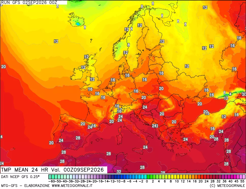 mappa Temperatura media 24 ore