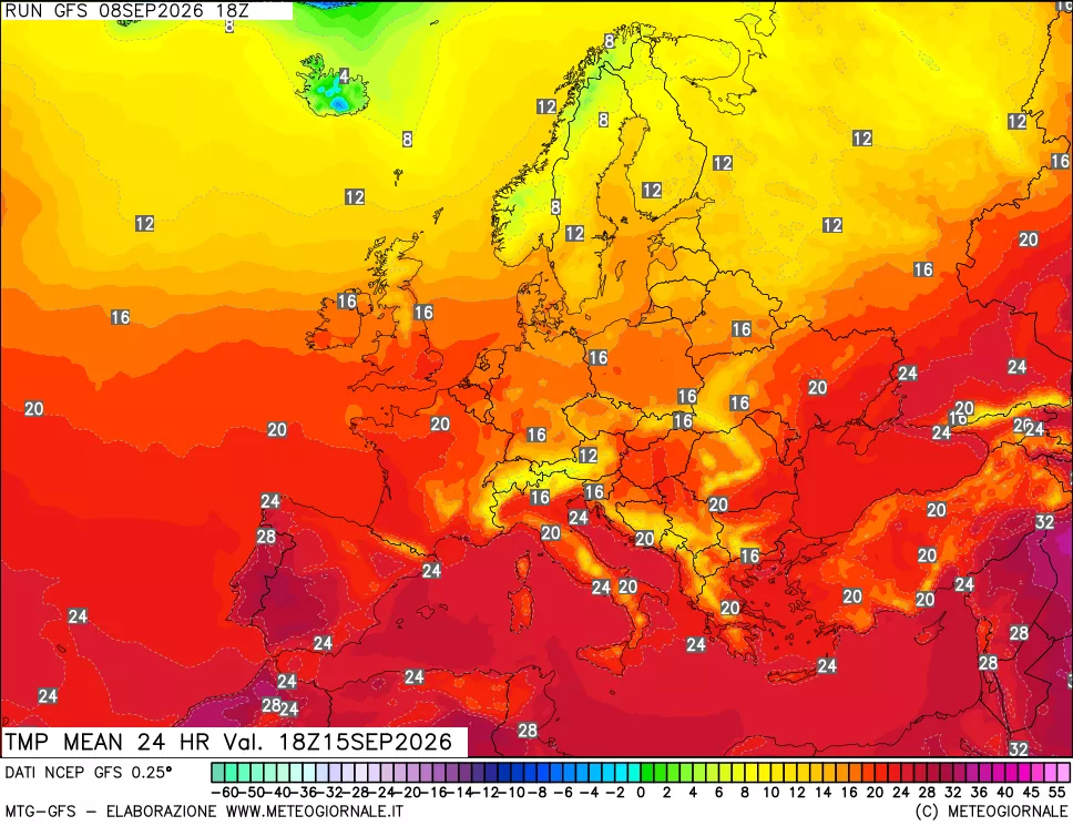 mappa Temperatura media 24 ore