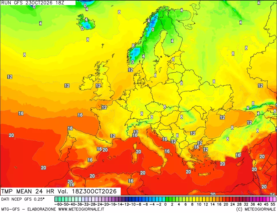mappa Temperatura media 24 ore