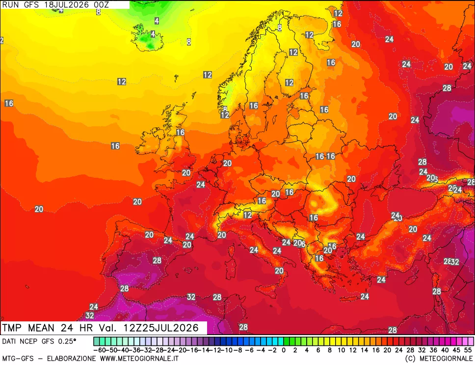 mappa Temperatura media 24 ore