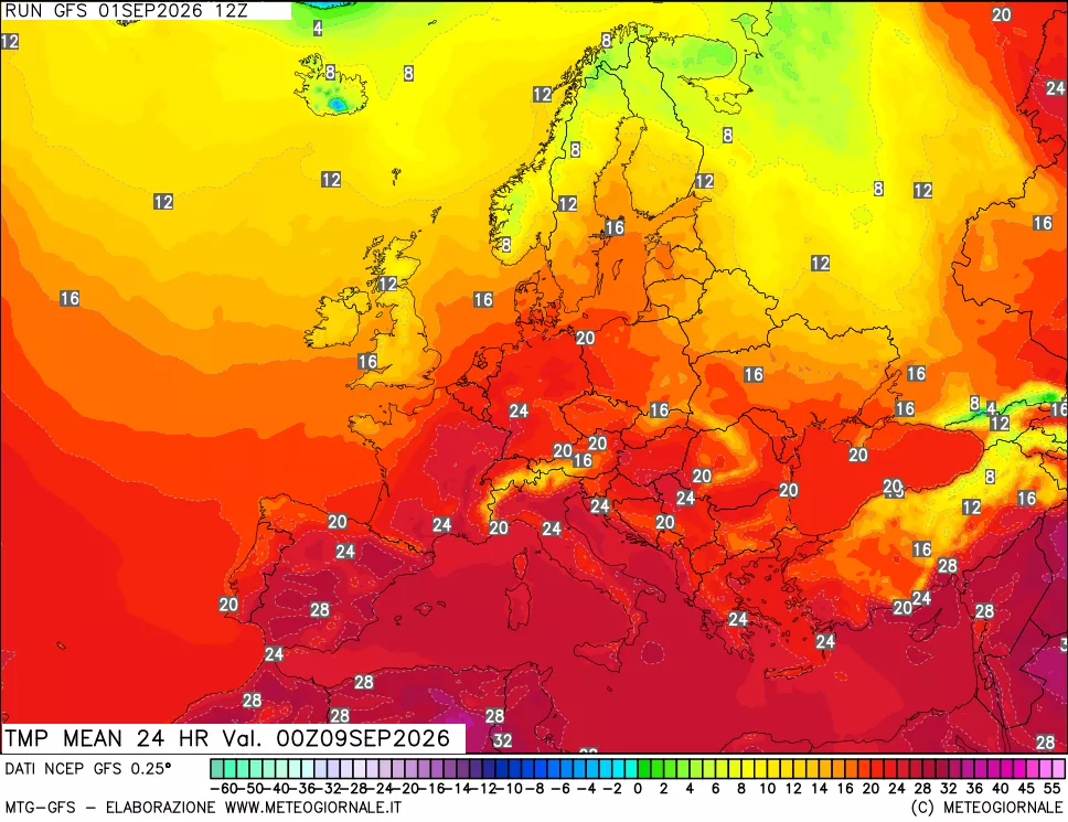 mappa Temperatura media 24 ore