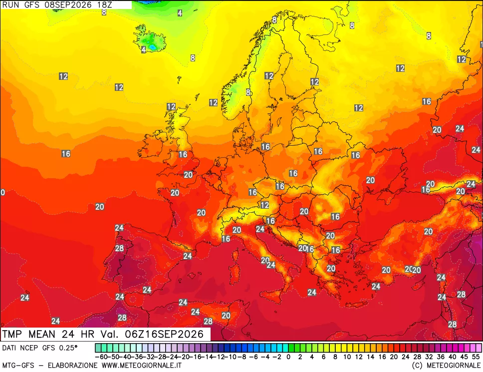 mappa Temperatura media 24 ore