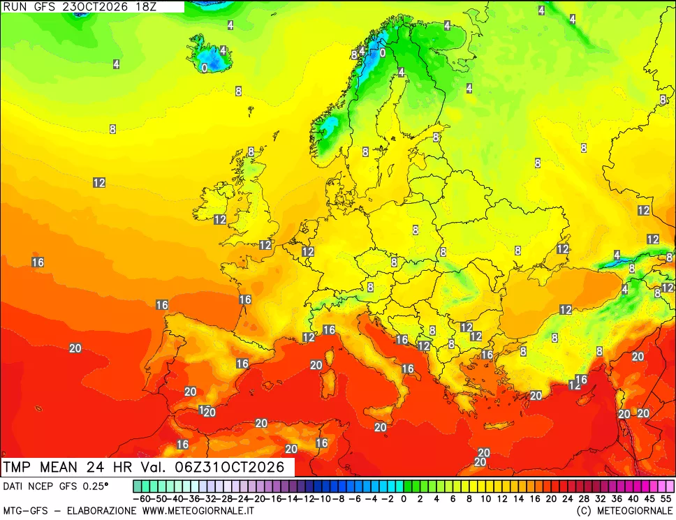 mappa Temperatura media 24 ore